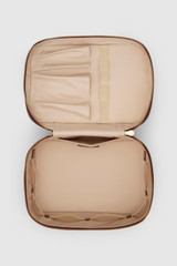 Internal product shot of the Oroton Indi Large Vanity Travel Case in CURRANT and Premium embossed leather for Women .