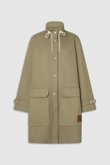 Front product shot of the Oroton COTTON MAC JACKET in Khaki and 100% cotton fabric for Women .