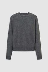 Front product shot of the Oroton Cashmere Blend Knit in Grey Marle and 70% ultra-fine merino wool and 30% cashmere blend fabric for Women .
