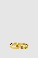 Internal product shot of the Oroton Jenna Huggies in Gold/Crystal and Premium brass material for Women .