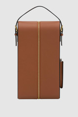 Front product shot of the Oroton Billie Double Leather Wine Holder in Brandy and Premium pebble leather for Women .