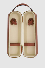 Internal product shot of the Oroton Billie Double Leather Wine Holder in Brandy and Premium pebble leather for Women .