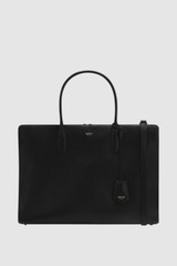 Front product shot of the Oroton Muse 15" Worker Tote in Black and Saffiano leather exterior for Women .