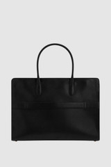 Back product shot of the Oroton Muse 15" Worker Tote in Black and Saffiano leather exterior for Women .