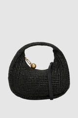 Front product shot of the Oroton Clara Straw Mini Bag in Black and Woven straw material for Women . IP:1