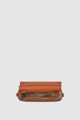 Internal product shot of the Oroton Yvonne Signature Small Saddle Bag in Cognac and Nylon canvas base cloth material with PVC coating (70% PVC, 30% polyester) for Women .