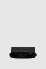 Internal product shot of the Oroton Yvonne Signature Small Saddle Bag in Black and Nylon canvas base cloth material with PVC coating (70% PVC, 30% polyester) for Women .