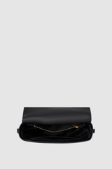 Internal product shot of the Oroton Yvonne Signature Medium Saddle Bag in Black and Nylon canvas base cloth material with PVC coating (70% PVC, 30% polyester) for Women .