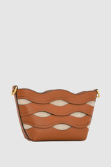 Back product shot of the Oroton Leigh Ric Rac Crossbody in Amber and Smooth leather for Women .