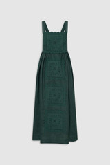 Front product shot of the Oroton Handkerchief Sundress in Ivy and 100% mid-weight linen fabric with a lightly textured surface for Women . IP:1
