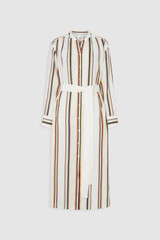 Front product shot of the Oroton Fiesta Stripe Column Dress in Multi and 100%  linen fabric for Women .