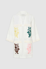 Front product shot of the Oroton Embroidered Tunic Dress in Antique White and 100%  linen fabric for Women .