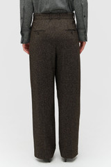 TWEED PLEAT PANT - CHOCOLATE TWEED |