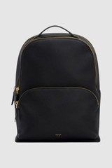 Front product shot of the Oroton Dylan Large Zip Around Backpack in Black and Premium pebble leather for Women .