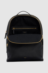 Front product shot of the Oroton Dylan Large Zip Around Backpack in Black and Premium pebble leather for Women .