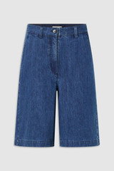 Front product shot of the Oroton  Denim Bermuda in DENIM and 90% cotton and 10% polyester blend fabric for Women . IP:1