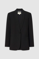 Front product shot of the Oroton Dinner Jacket in BLACK and 53% polyester, 43% wool, and 4% lycra Italian wool blend for Women .