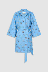 Front product shot of the Oroton Marine Yacht Tunic Dress in SAILOR BLUE and 100% midweight linen fabric for Women .