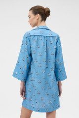 Back product shot of the Oroton Marine Yacht Tunic Dress in SAILOR BLUE and 100% midweight linen fabric for Women .
