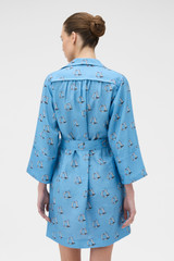 Back product shot of the Oroton Marine Yacht Tunic Dress in SAILOR BLUE and 100% midweight linen fabric for Women