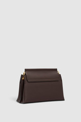 Back product shot of the Oroton Elm Small Satchel in Coffee Bean and Premium smooth pebble leather for Women .