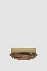Internal product shot of the Oroton Yvonne Small Saddle Bag in MUSHROOM and Premium pebble leather for Women .