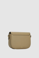 Back product shot of the Oroton Yvonne Small Saddle Bag in MUSHROOM and Premium pebble leather for Women .