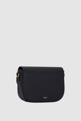 Back product shot of the Oroton Yvonne Small Saddle Bag in DARK NAVY and Premium pebble leather for Women .