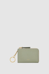 Front product shot of the Oroton Eve Pouch With Key Ring in ROSEMARY and Premium pebble leather for Women .