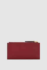 Back product shot of the Oroton Eve Slim Zip Wallet in BERRY and Premium pebble leather for Women .
