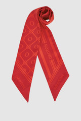 Back product shot of the Oroton Eve Foulard Skinny Scarf in DARK RUBY and 100% polyester fabric for Women .