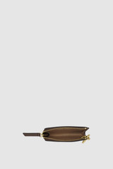 Internal product shot of the Oroton Eve Pouch With Key Ring in COFFEE BEAN and Premium pebble leather for Women .