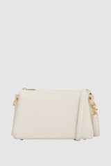 Front product shot of the Oroton Eve Zip Top Crossbody in CREAM and Premium pebble leather for Women .