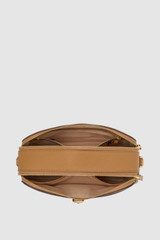 Internal product shot of the Oroton Dylan Camera Crossbody in Tan and Premium pebble leather for Women .