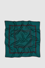 Front product shot of the Oroton Spot Print Silk Scarf in HELM GREEN and 100% silk twill fabric for Women .