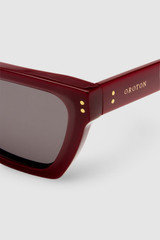Front product shot of the Oroton  Landry Sunglasses in Cherry and Acetate material for Women . IP:15