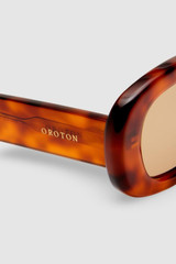Front product shot of the Oroton Rumi Sunglasses in Vintage Tort and Acetate material for Women .