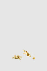 Detail product shot of the Oroton Ada Small Earrings in SHINY GOLD and Brass with sterling silver earring post for Women .