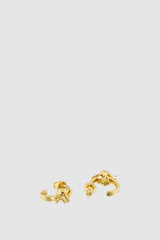 Detail product shot of the Oroton Ada Small Stud Hoops in SHINY GOLD and Brass with sterling silver earring post for Women .