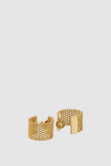 Front product shot of the Oroton Mathilde Wide Hoops in WORN GOLD and Premium brass material for Women .