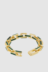Detail product shot of the Oroton Emery Bracelet in HELM GREEN and Premium brass material for Women .