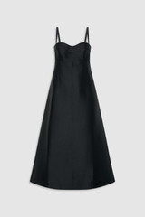 Front product shot of the Oroton Sculptured Bodice Dress in BLACK and 85% polyester and 15% silk blend fabric for Women .