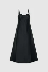 Front product shot of the Oroton Sculptured Bodice Dress in BLACK and 85% polyester and 15% silk blend fabric for Women .