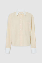 Front product shot of the Oroton Crisp Poplin Shirt in Nougat/White and 100% cotton fabric for Women .