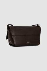 Back product shot of the Oroton Etta Medium Clutch in DARK CHOCOLATE and Premium crackle leather for Women . IP:25