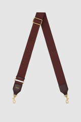 Front product shot of the Oroton Logo Bag Strap in COPPER and Premium crackle leather and webbing material for Women .