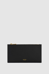 Front product shot of the Oroton Cecile Large Wallet in Black and Premium smooth leather (Black) / Premium crackle leather (Copper) for Women .