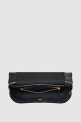 Internal product shot of the Oroton Etta Large Clutch in DARK CHOCOLATE and Premium crackle leather for Women .