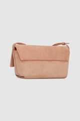 Back product shot of the Oroton Etta Suede Medium Clutch in MELON and Premium suede leather for Women .