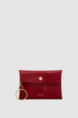 Front product shot of the Oroton Margot Keyring Pouch in LAVA and Premium crackle leather for Women .